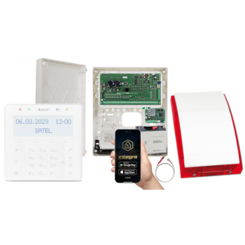 ZESTAW ALARMOWY SATEL INTEGRA 256 PLUS + INT-KSG2R-W + OPU-3P + AWT800 + 17Ah + INT-GSM LTE + SP-4001R